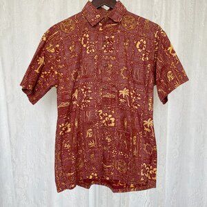 Vintage USC Trojans Mens Hawaiian Shirt Medium Ke Nui Cotton Button Up Red Aloha